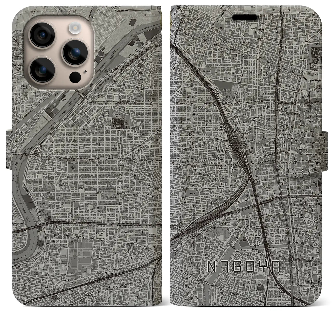 【名古屋2(愛知県)】地図柄iPhoneケース(手帳タイプ)