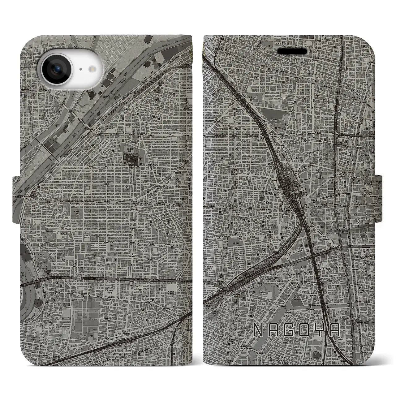 【名古屋2(愛知県)】地図柄iPhoneケース(手帳タイプ)