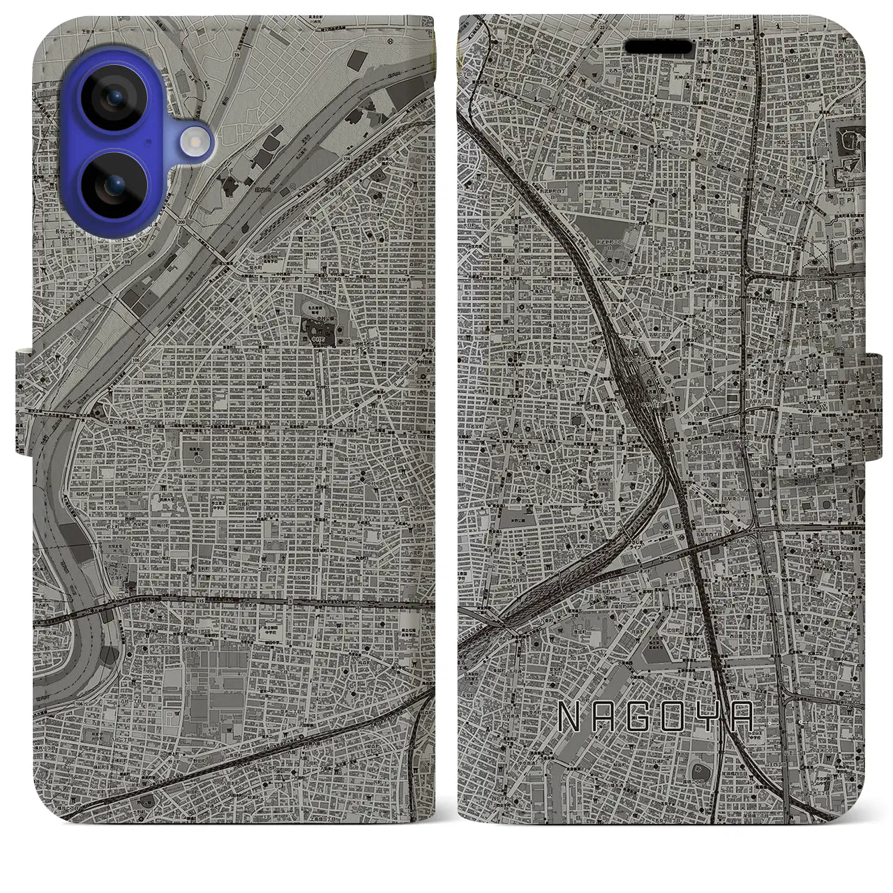 【名古屋2(愛知県)】地図柄iPhoneケース(手帳タイプ)