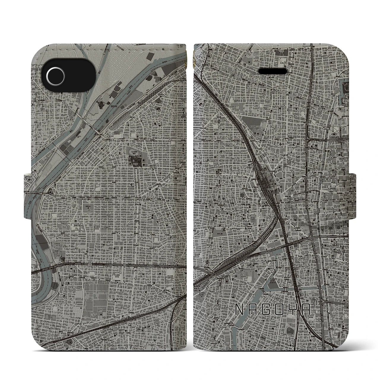 【名古屋2(愛知県)】地図柄iPhoneケース(手帳タイプ)