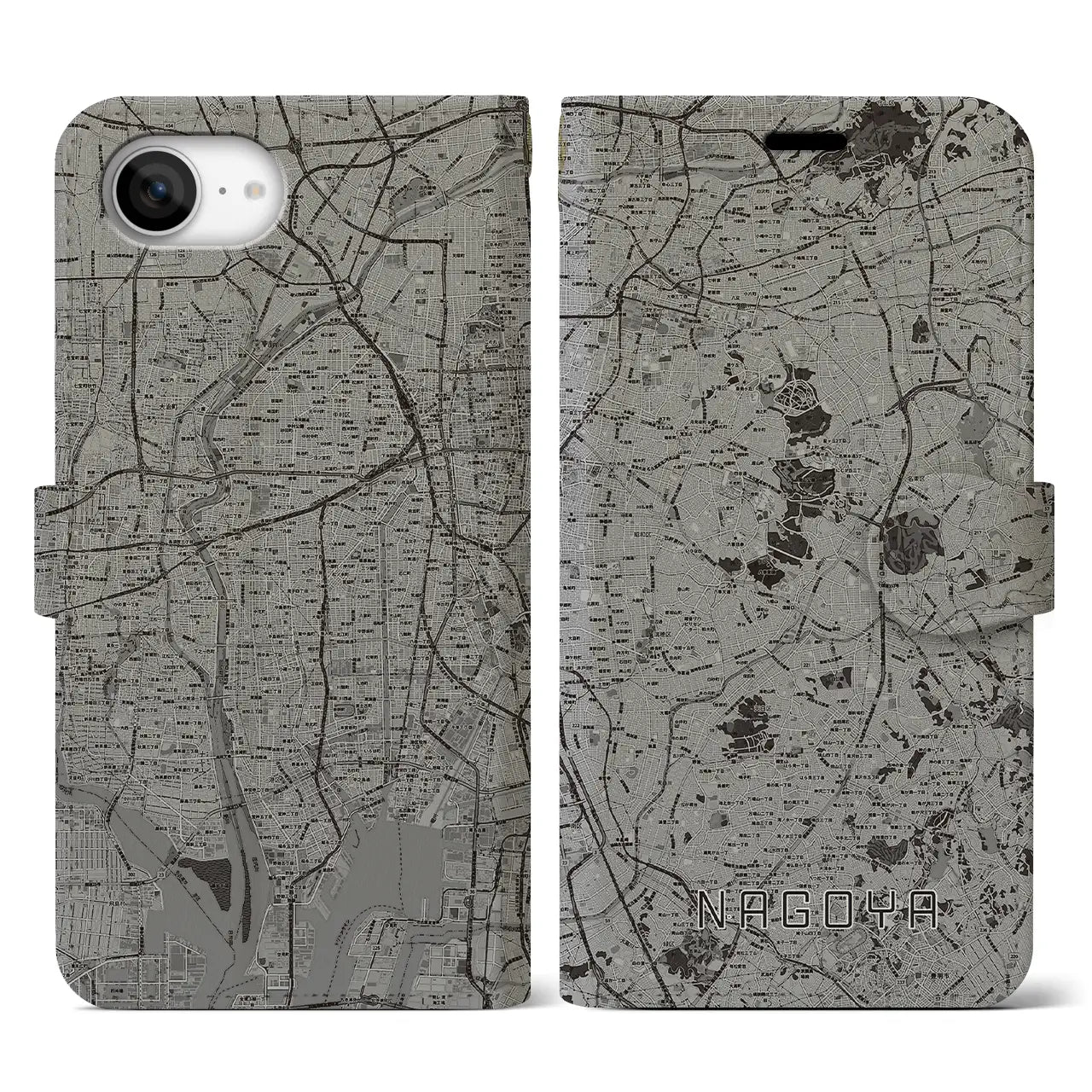 【名古屋(愛知県)】地図柄iPhoneケース(手帳タイプ)