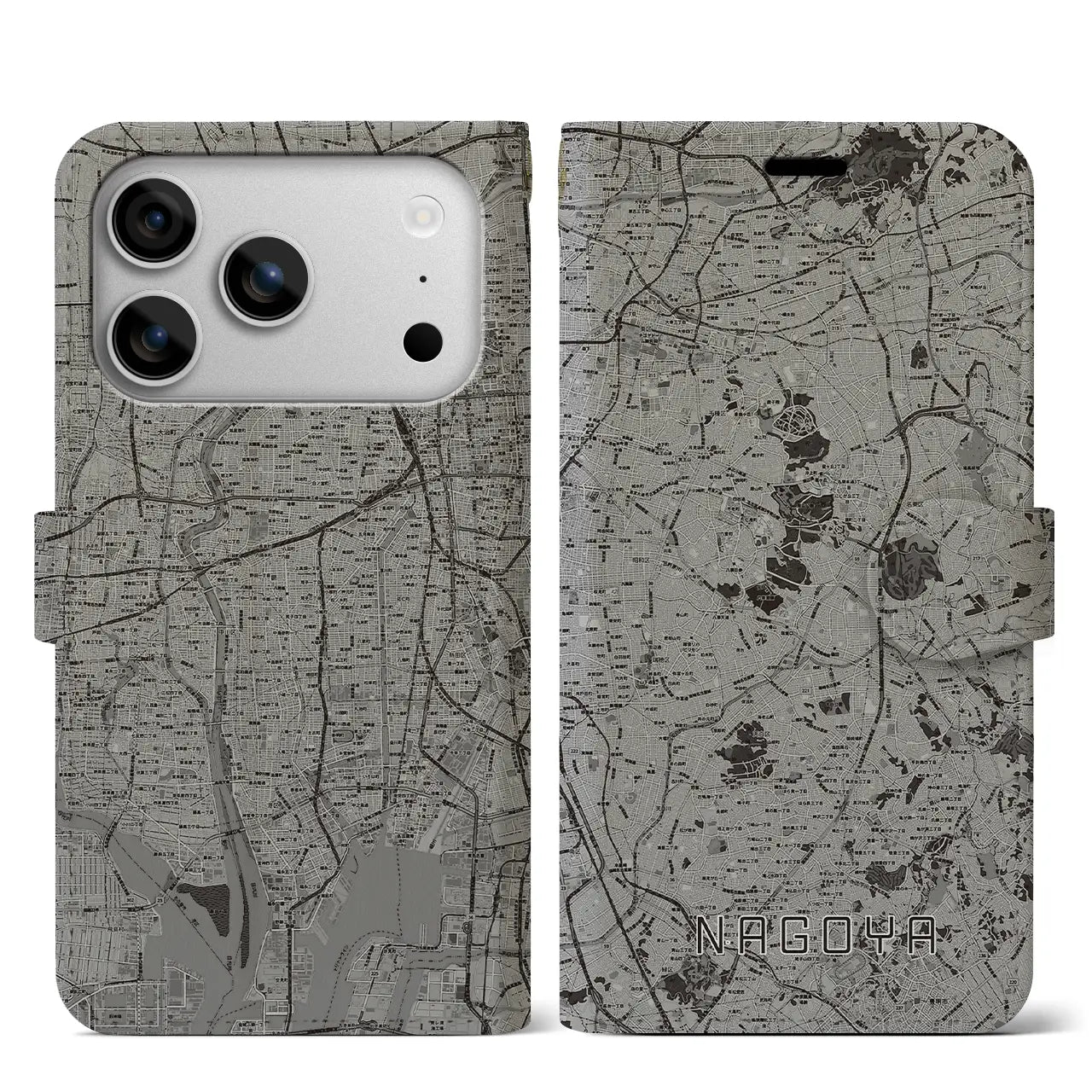 【名古屋(愛知県)】地図柄iPhoneケース(手帳タイプ)