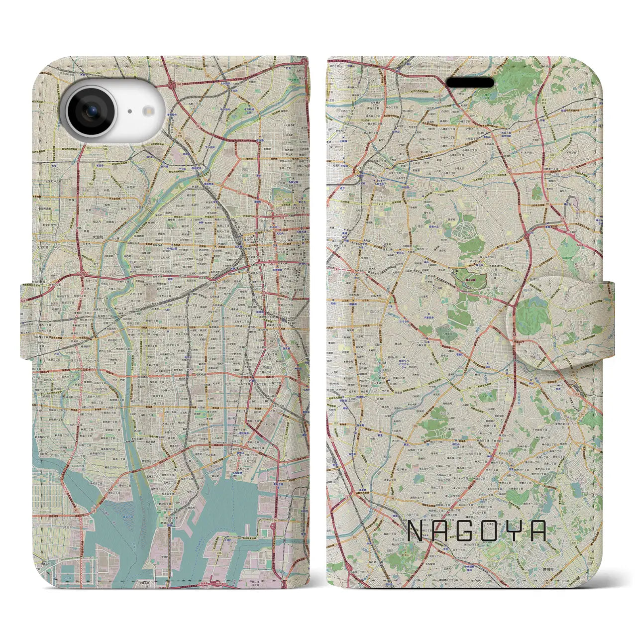 【名古屋(愛知県)】地図柄iPhoneケース(手帳タイプ)