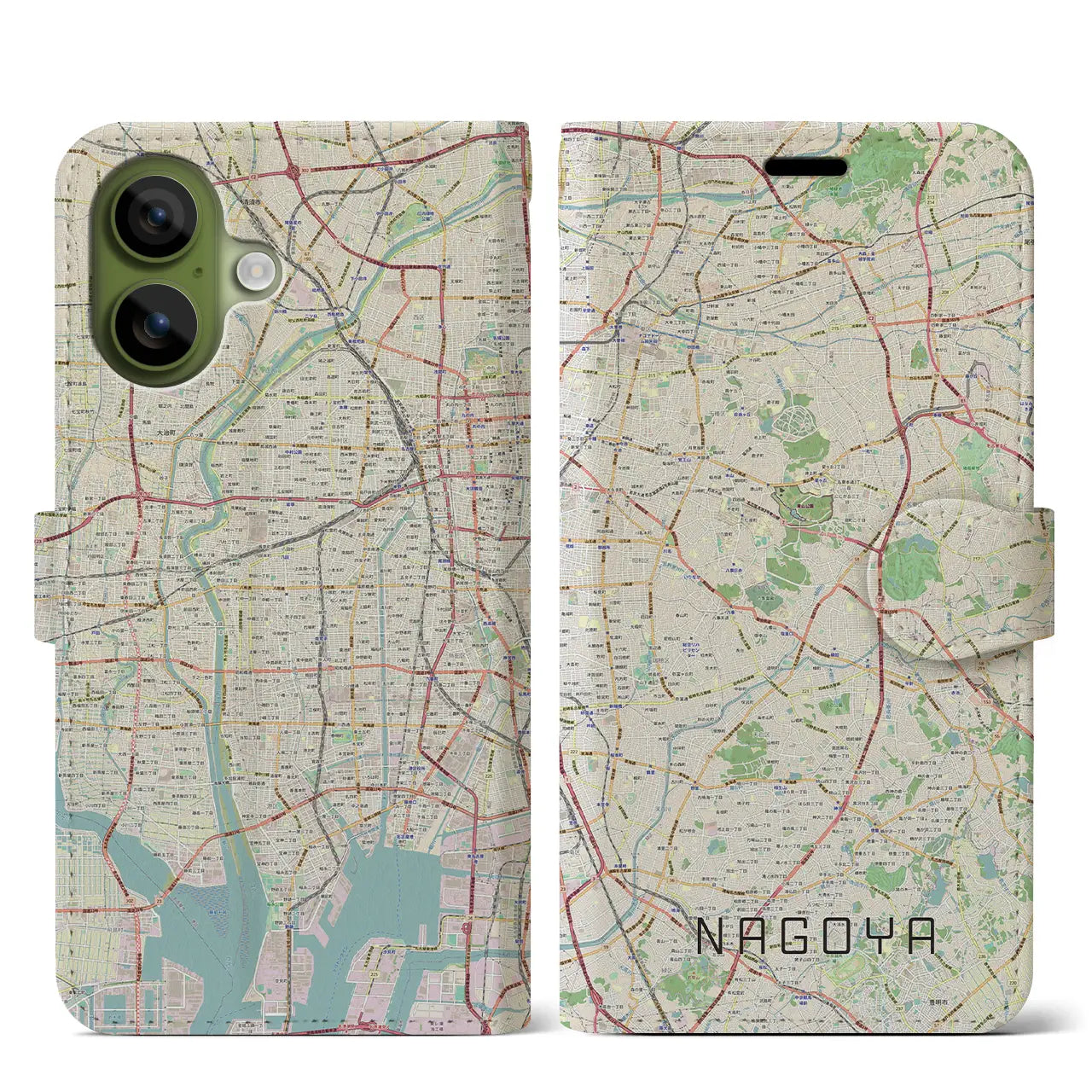 【名古屋(愛知県)】地図柄iPhoneケース(手帳タイプ)モノトーン・iPhone 17 Pro Max 用