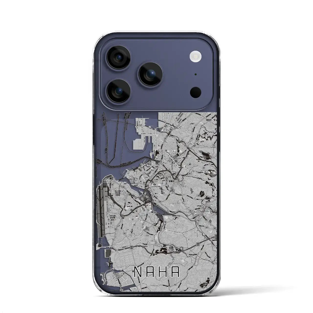 【那覇(沖縄県)】地図柄iPhoneケース(クリアタイプ)モノトーン・iPhone 17 Pro Max 用