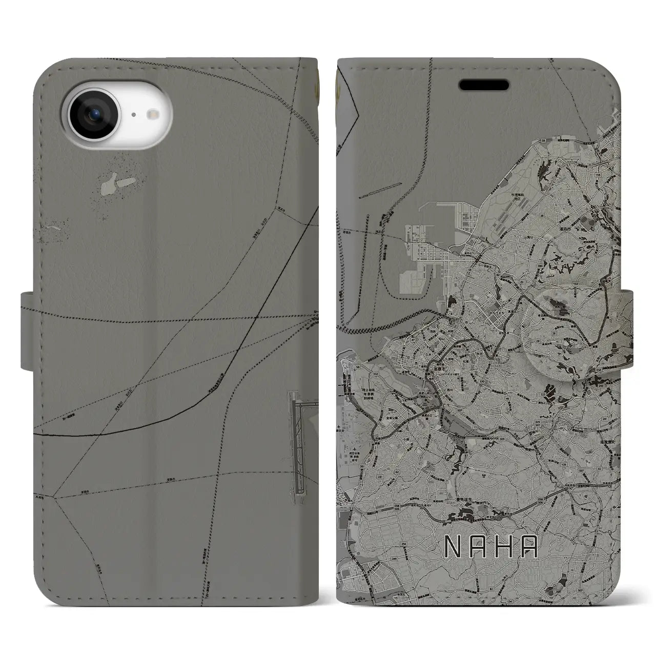 【那覇(沖縄県)】地図柄iPhoneケース(手帳タイプ)