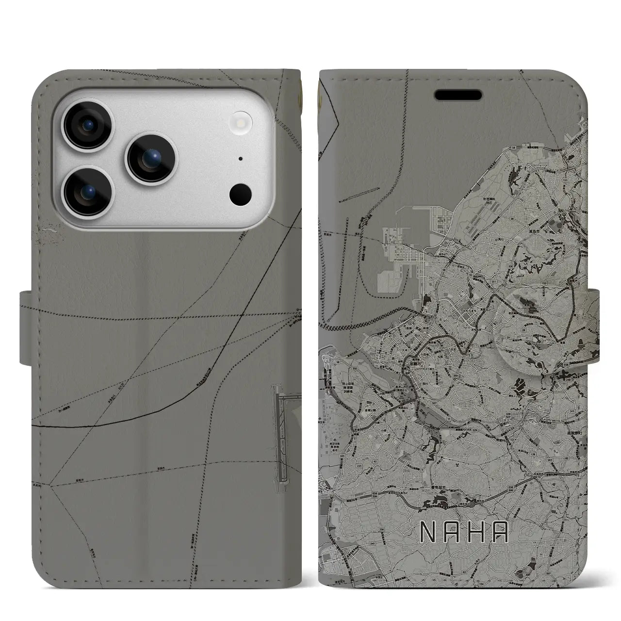 【那覇(沖縄県)】地図柄iPhoneケース(手帳タイプ)