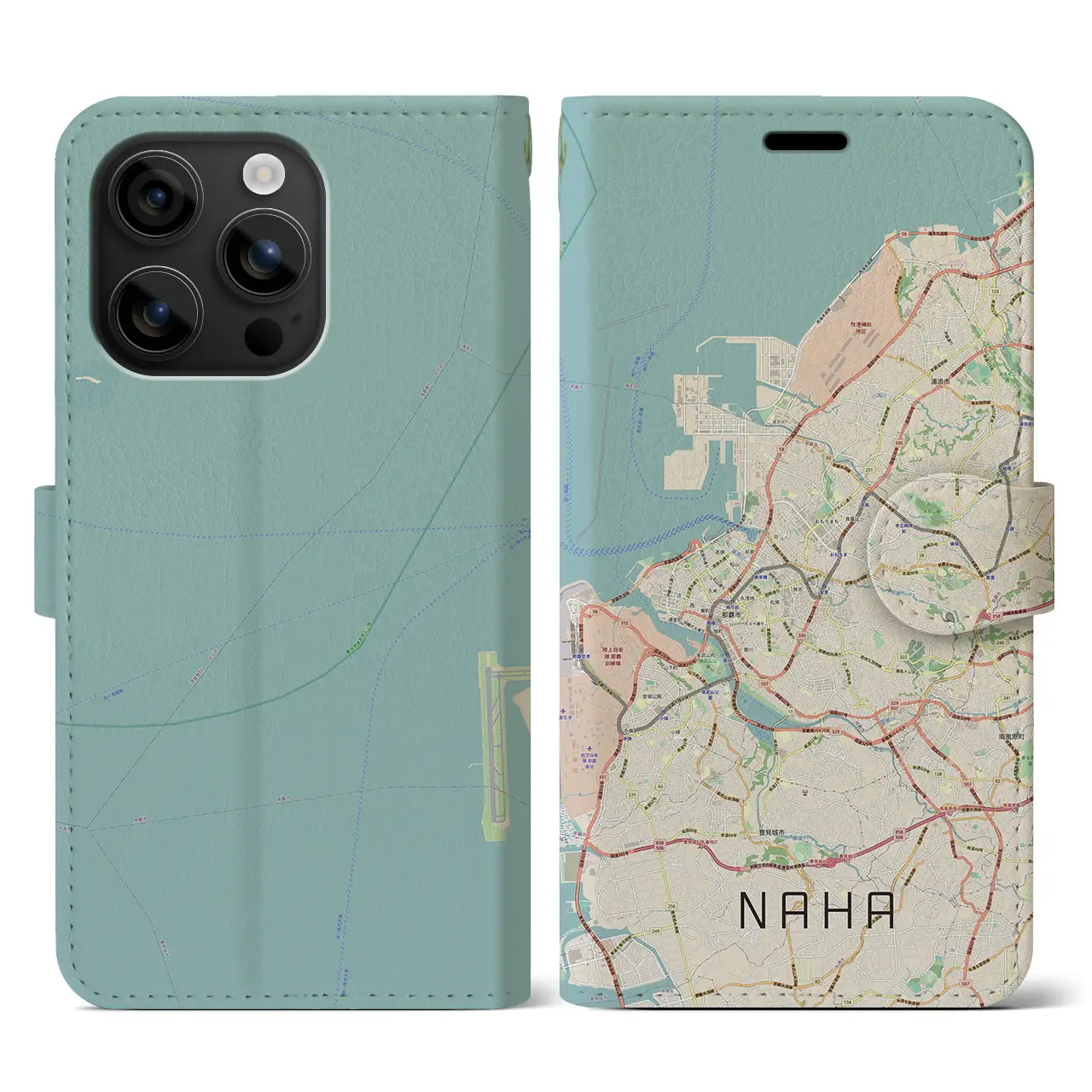 【那覇(沖縄県)】地図柄iPhoneケース(手帳タイプ)ナチュラル・iPhone 16 用