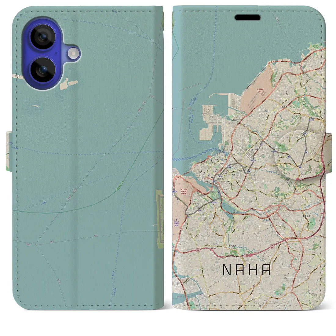 【那覇(沖縄県)】地図柄iPhoneケース(手帳タイプ)ナチュラル・iPhone 16 Pro Max 用