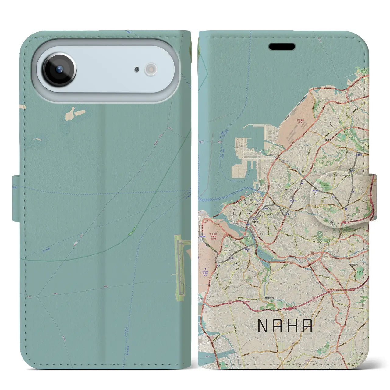【那覇(沖縄県)】地図柄iPhoneケース(手帳タイプ)ナチュラル・iPhone 17 Pro Max 用