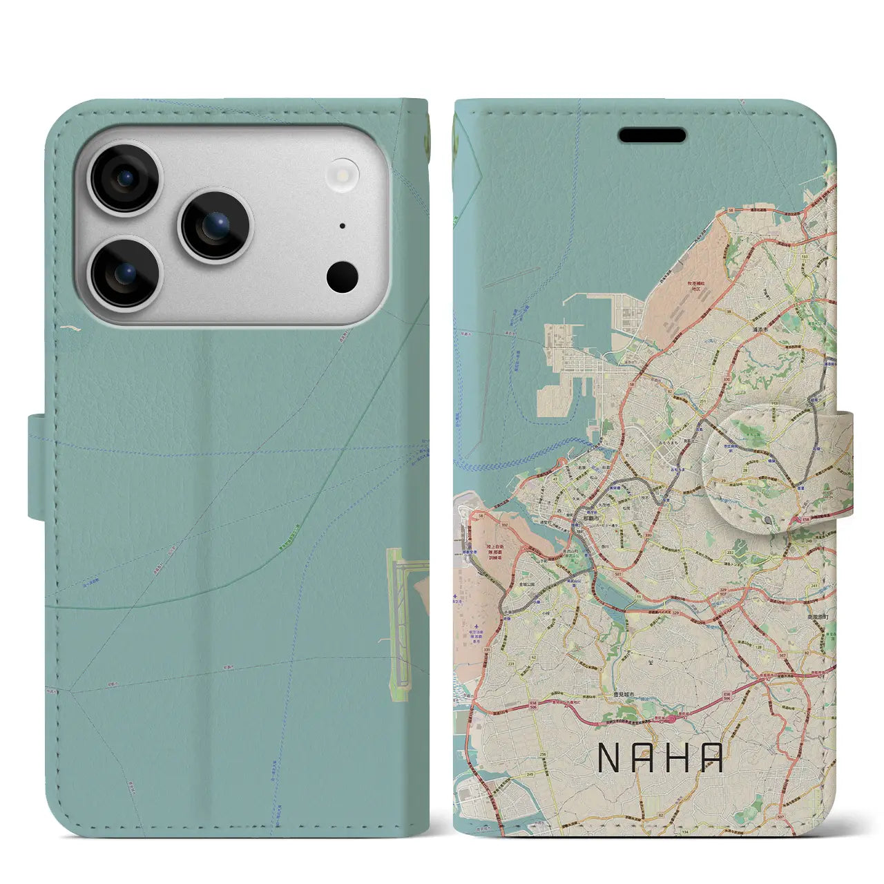 【那覇(沖縄県)】地図柄iPhoneケース(手帳タイプ)