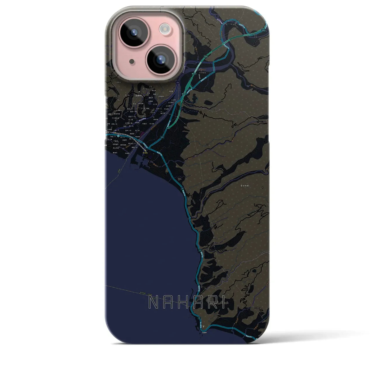 【奈半利(高知県)】地図柄iPhoneケース(バックカバータイプ)