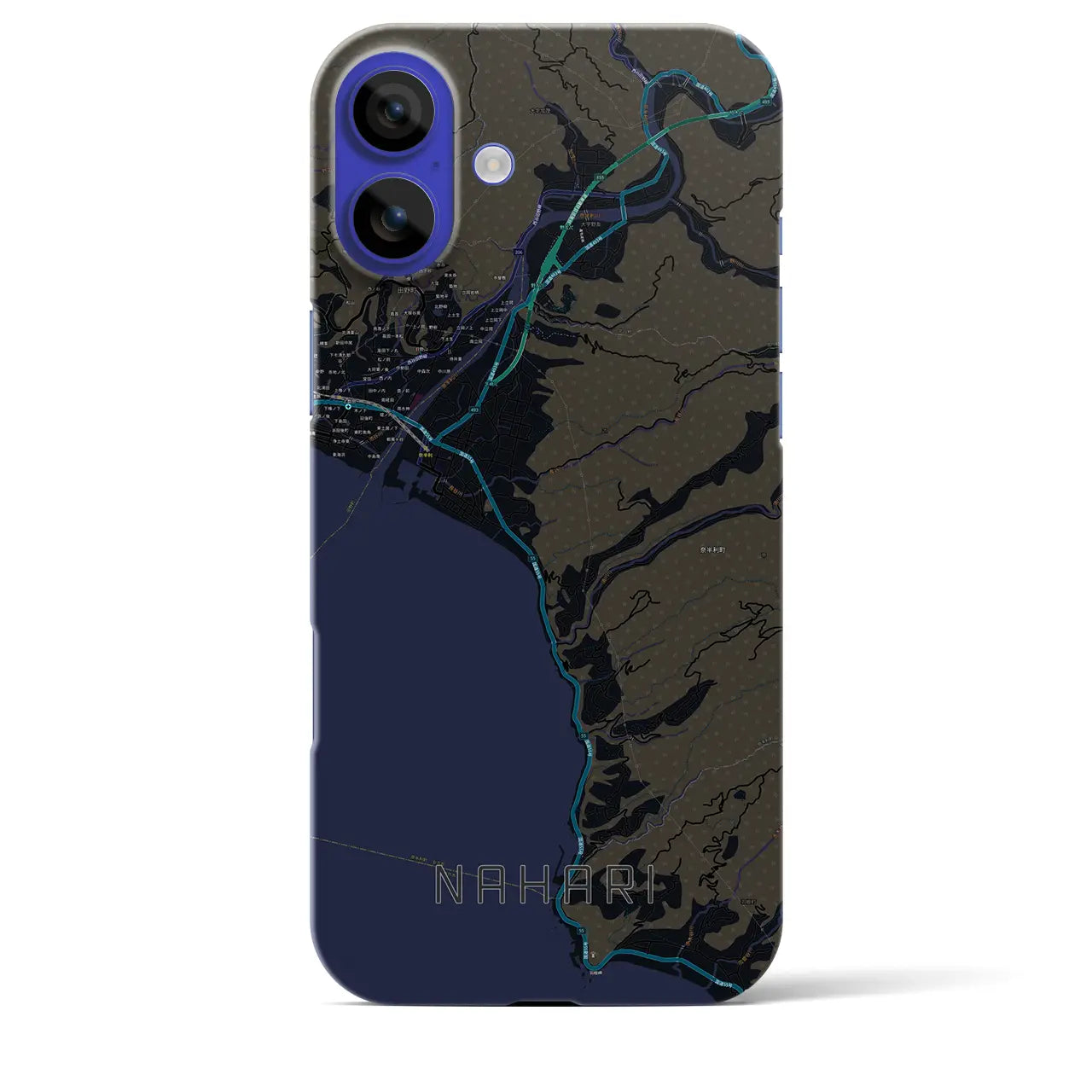 【奈半利(高知県)】地図柄iPhoneケース(バックカバータイプ)