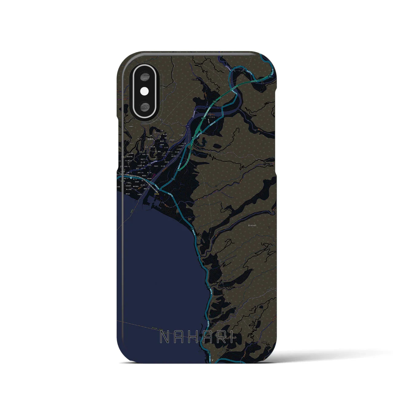 【奈半利(高知県)】地図柄iPhoneケース(バックカバータイプ)