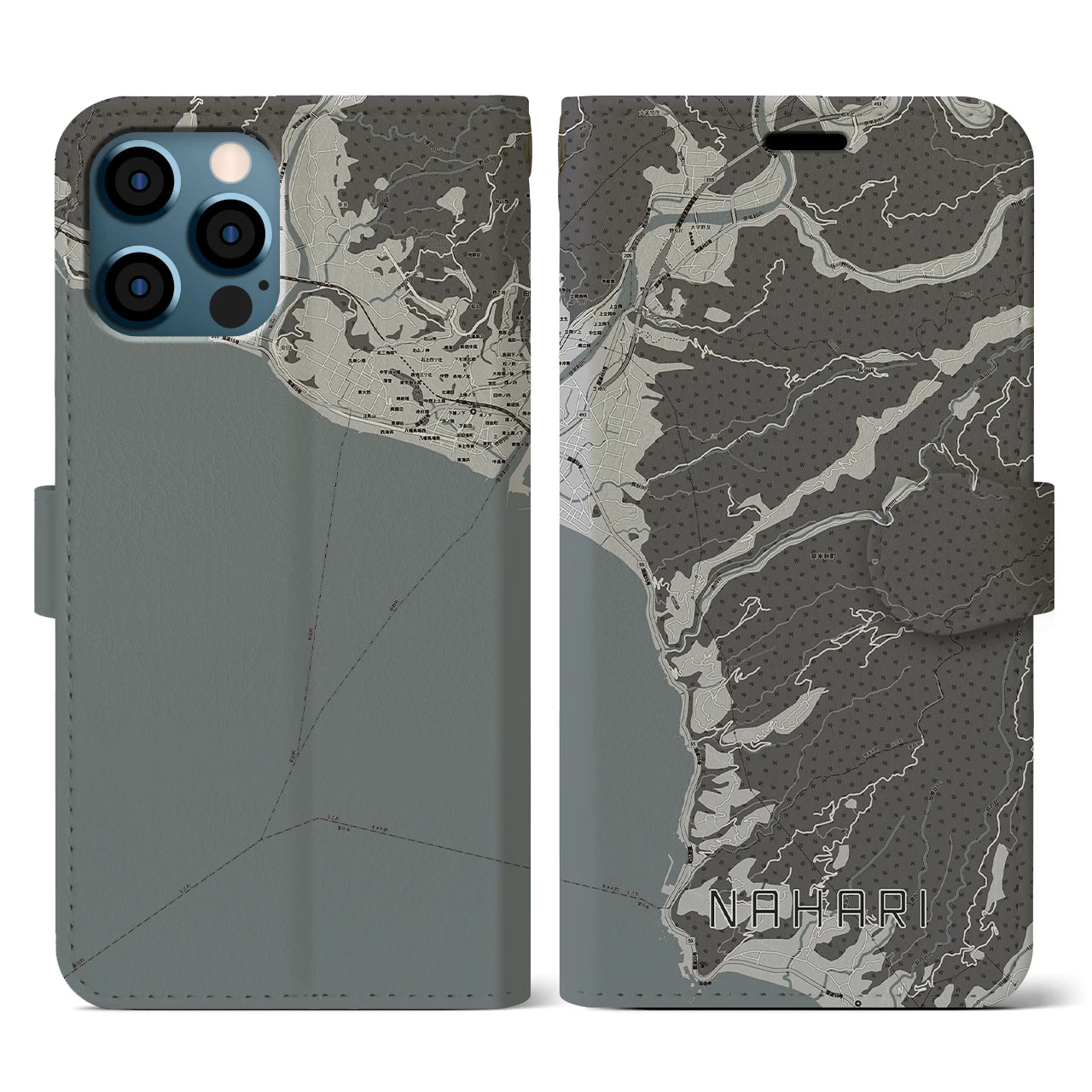 【奈半利(高知県)】地図柄iPhoneケース(手帳タイプ)