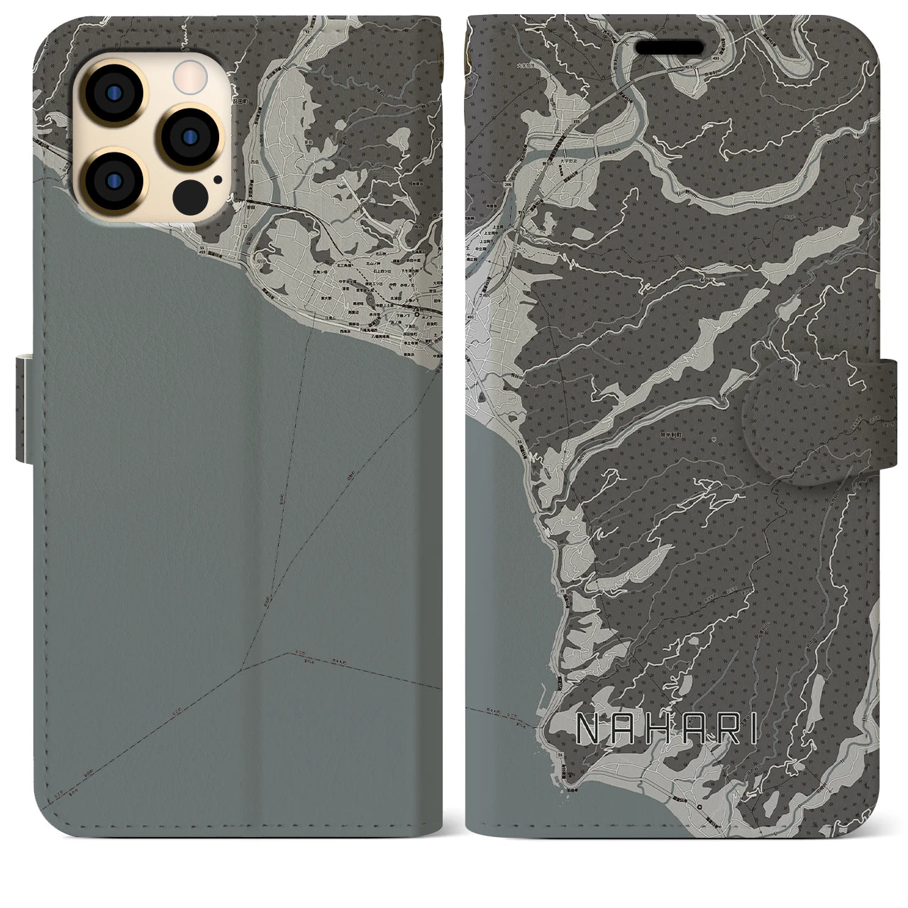 【奈半利(高知県)】地図柄iPhoneケース(手帳タイプ)