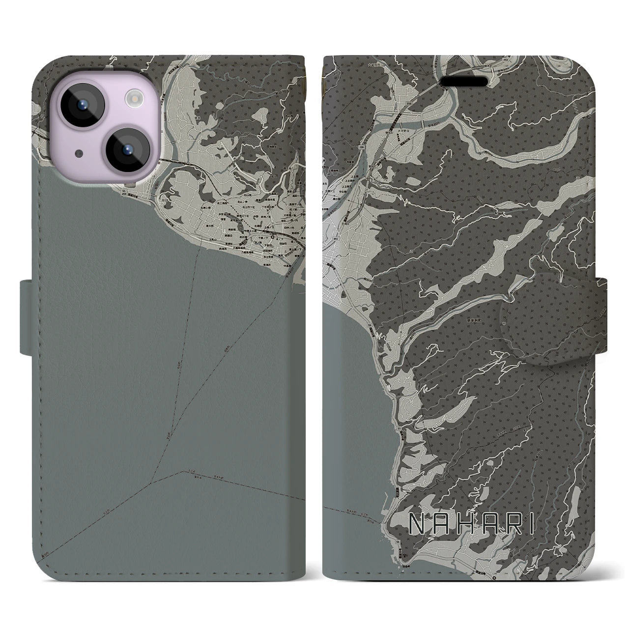 【奈半利(高知県)】地図柄iPhoneケース(手帳タイプ)