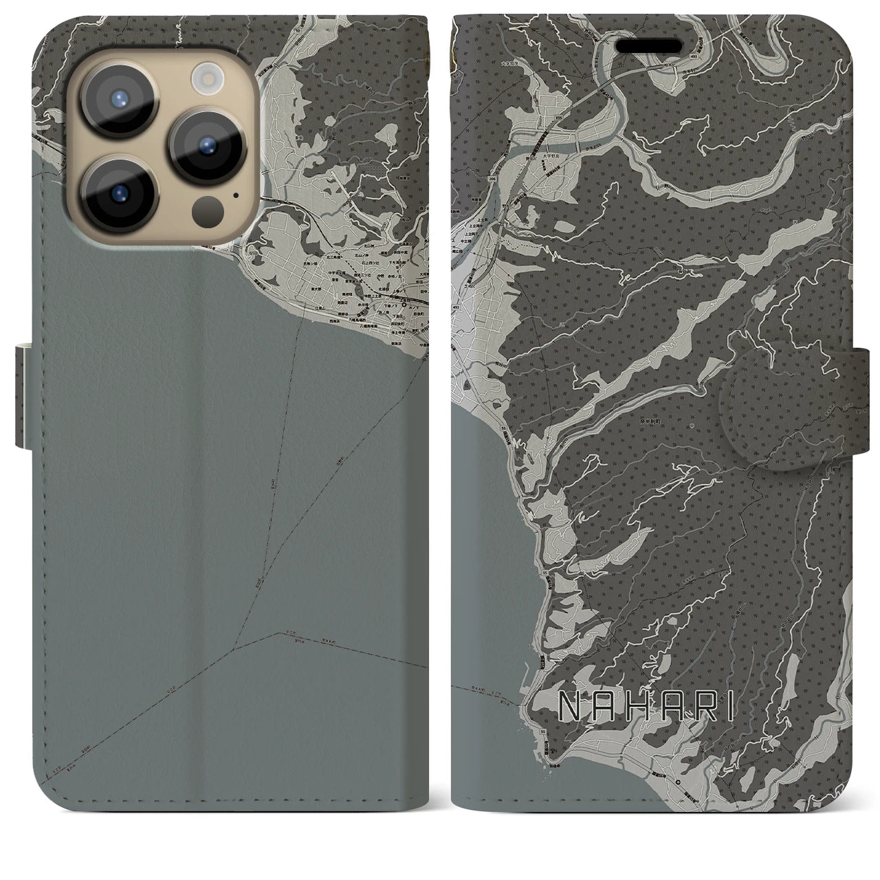 【奈半利(高知県)】地図柄iPhoneケース(手帳タイプ)