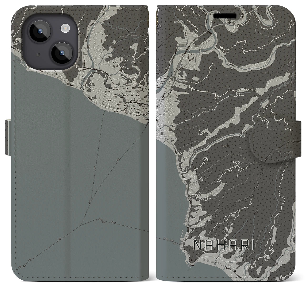 【奈半利(高知県)】地図柄iPhoneケース(手帳タイプ)