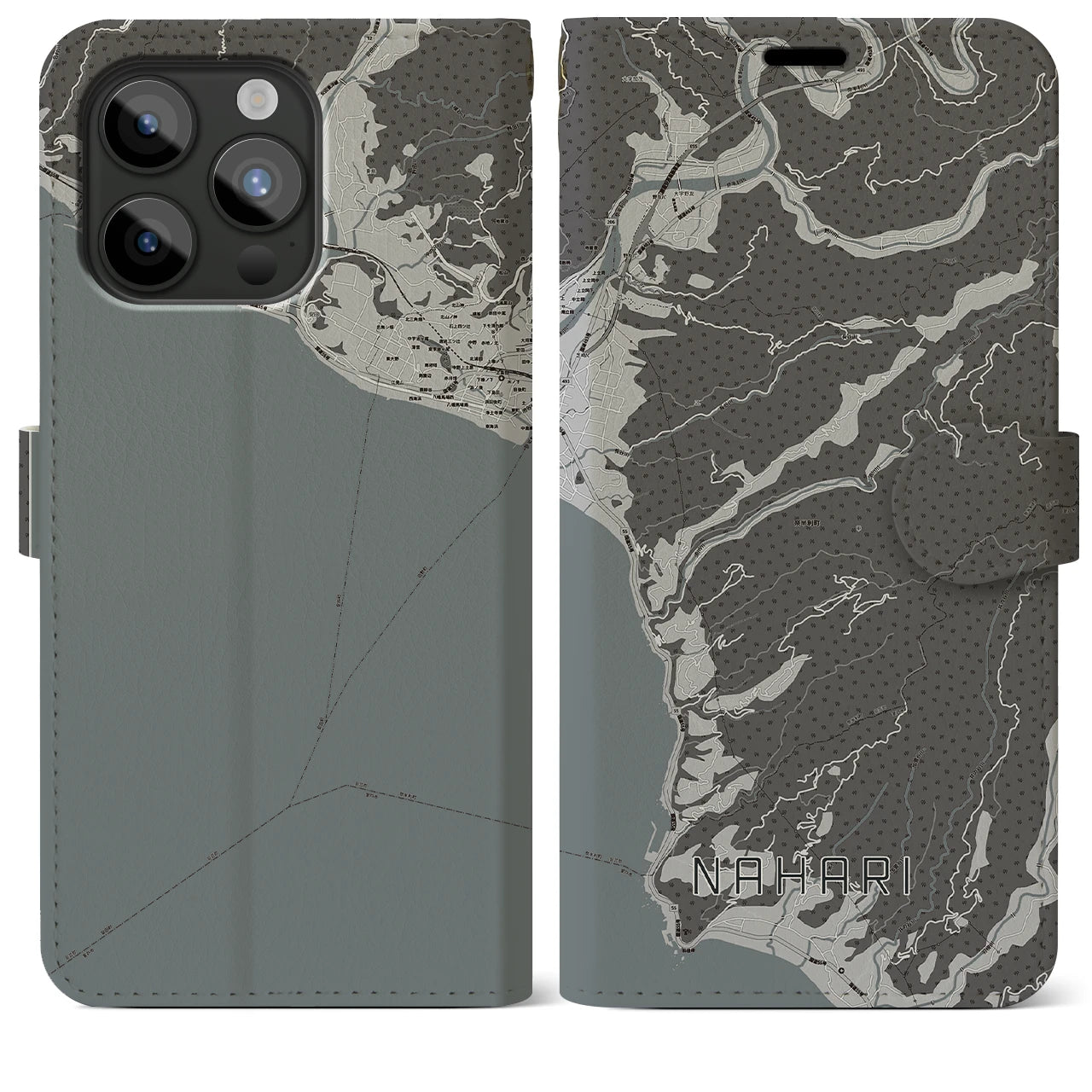 【奈半利(高知県)】地図柄iPhoneケース(手帳タイプ)