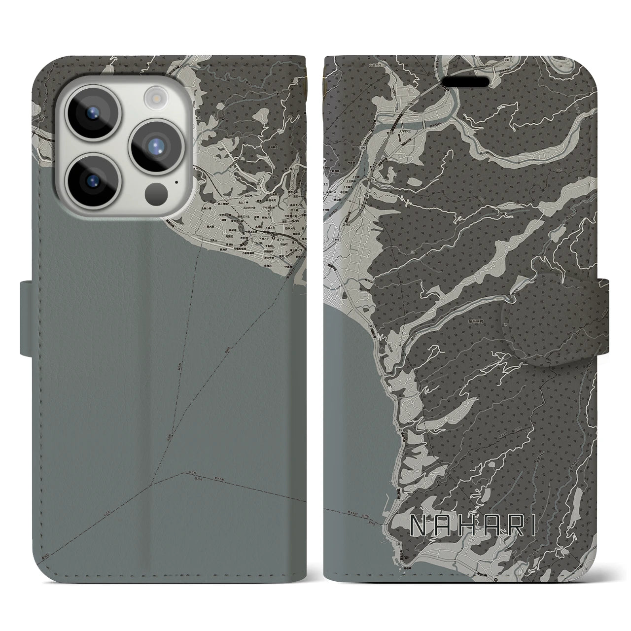 【奈半利(高知県)】地図柄iPhoneケース(手帳タイプ)