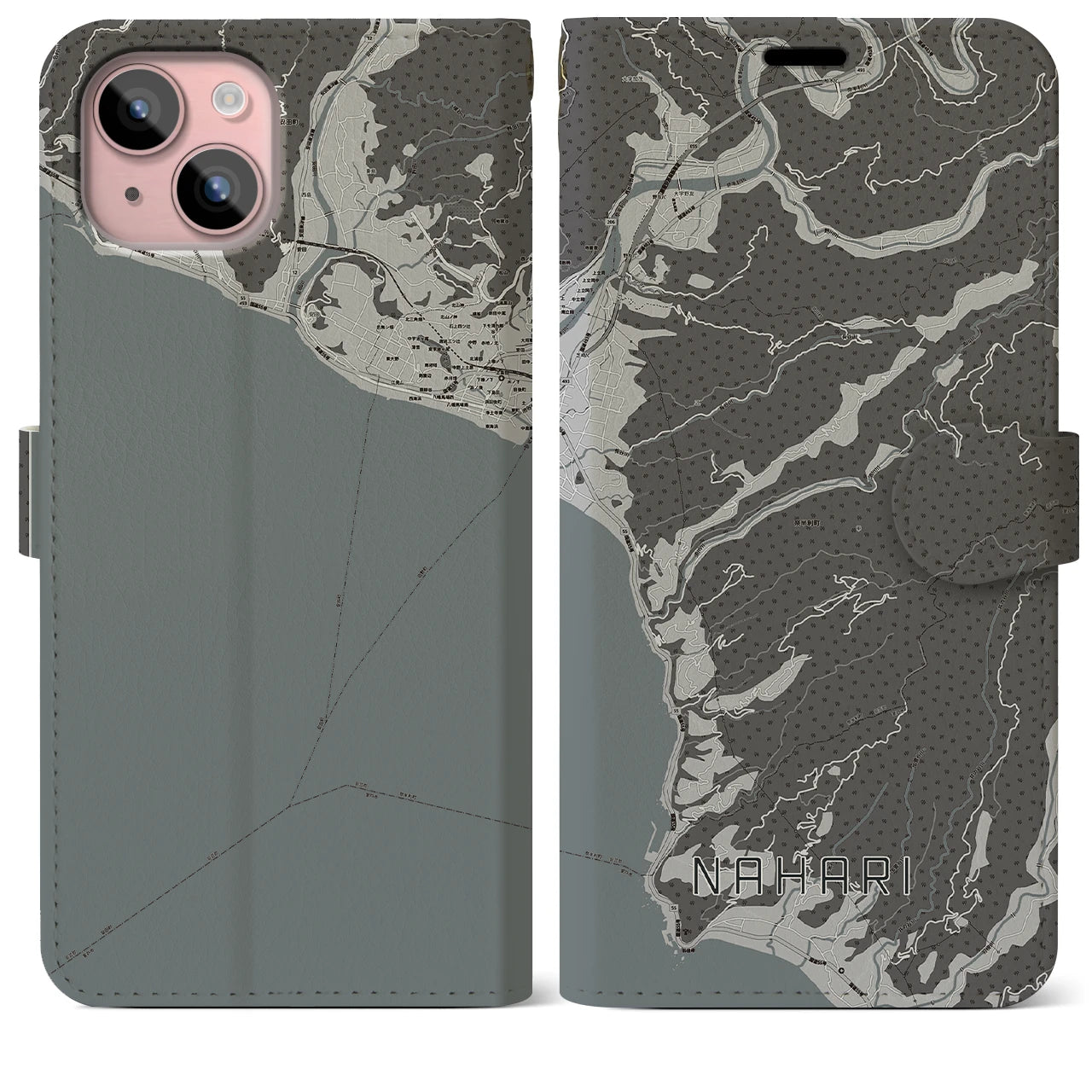 【奈半利(高知県)】地図柄iPhoneケース(手帳タイプ)