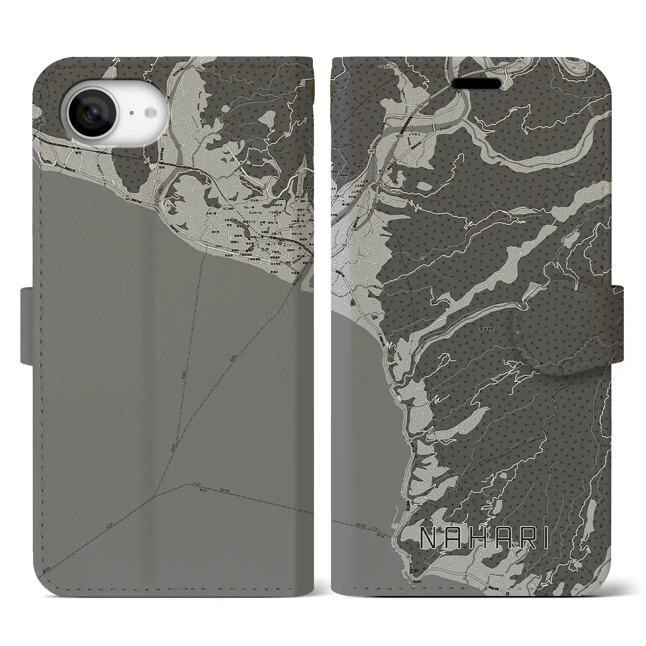 【奈半利(高知県)】地図柄iPhoneケース(手帳タイプ)