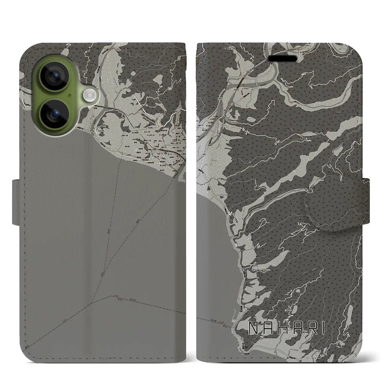 【奈半利(高知県)】地図柄iPhoneケース(手帳タイプ)