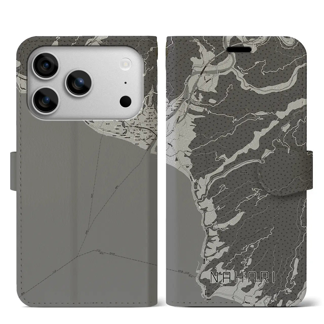 【奈半利(高知県)】地図柄iPhoneケース(手帳タイプ)