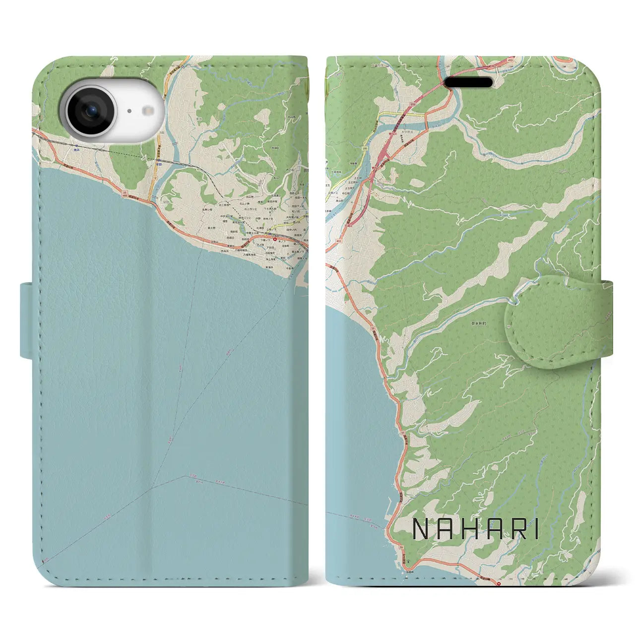 【奈半利(高知県)】地図柄iPhoneケース(手帳タイプ)