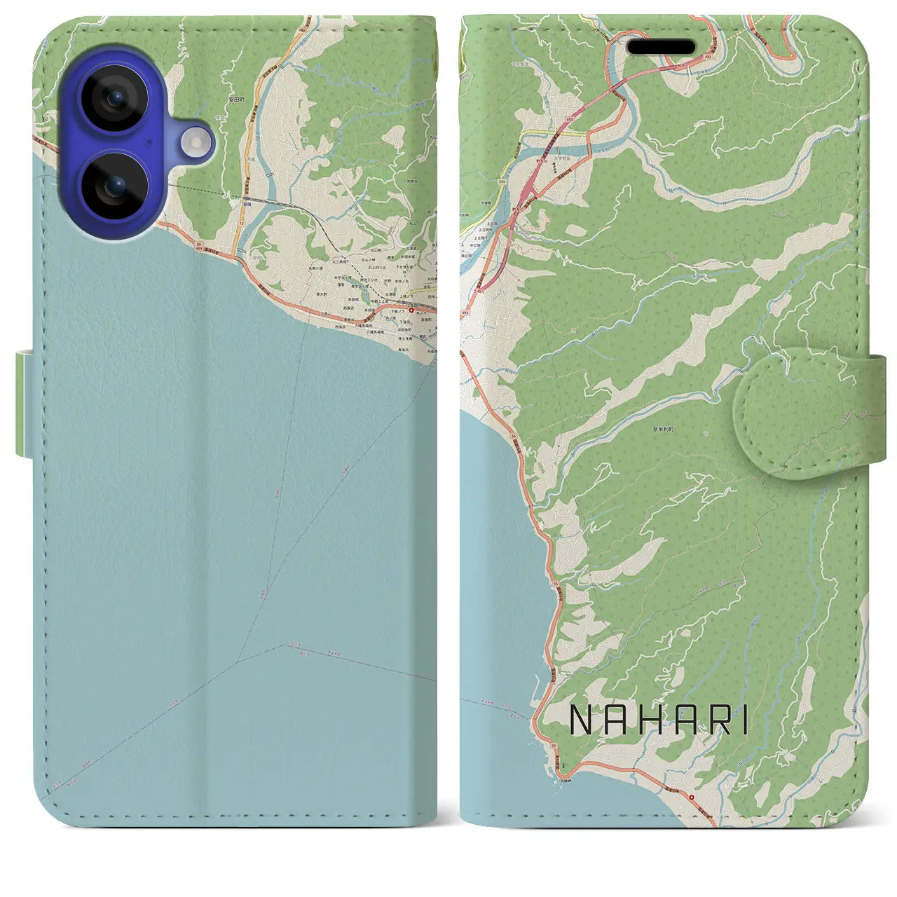【奈半利(高知県)】地図柄iPhoneケース(手帳タイプ)ナチュラル・iPhone 16 Pro Max 用