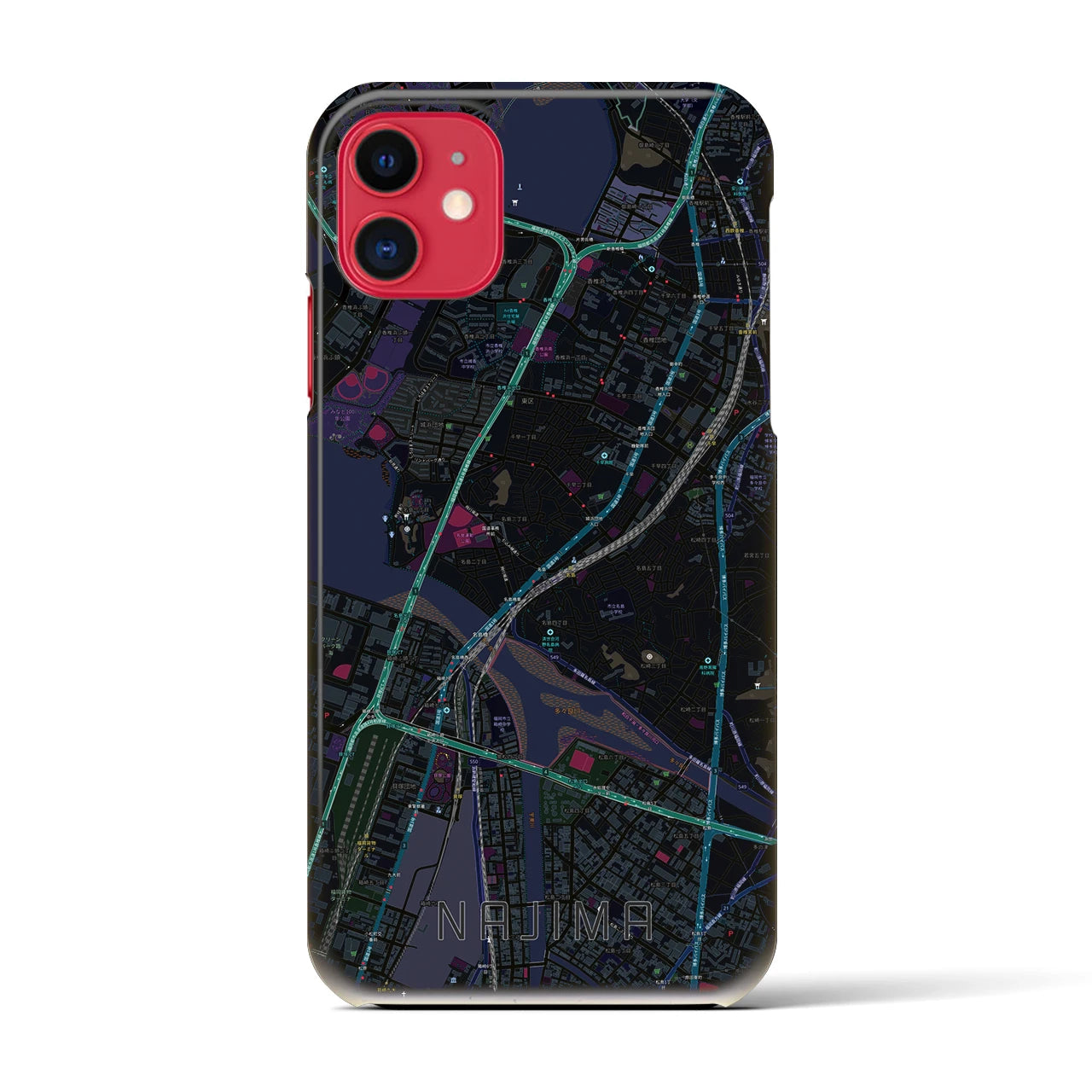 【名島(福岡県)】地図柄iPhoneケース(バックカバータイプ)