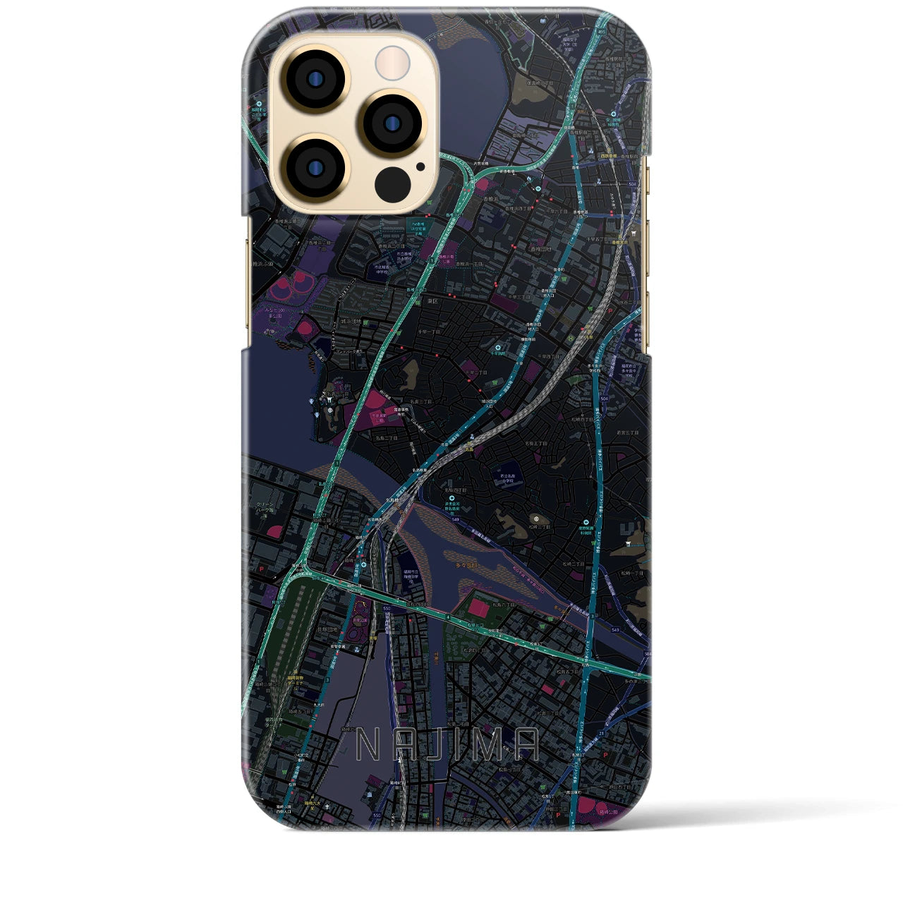 【名島(福岡県)】地図柄iPhoneケース(バックカバータイプ)