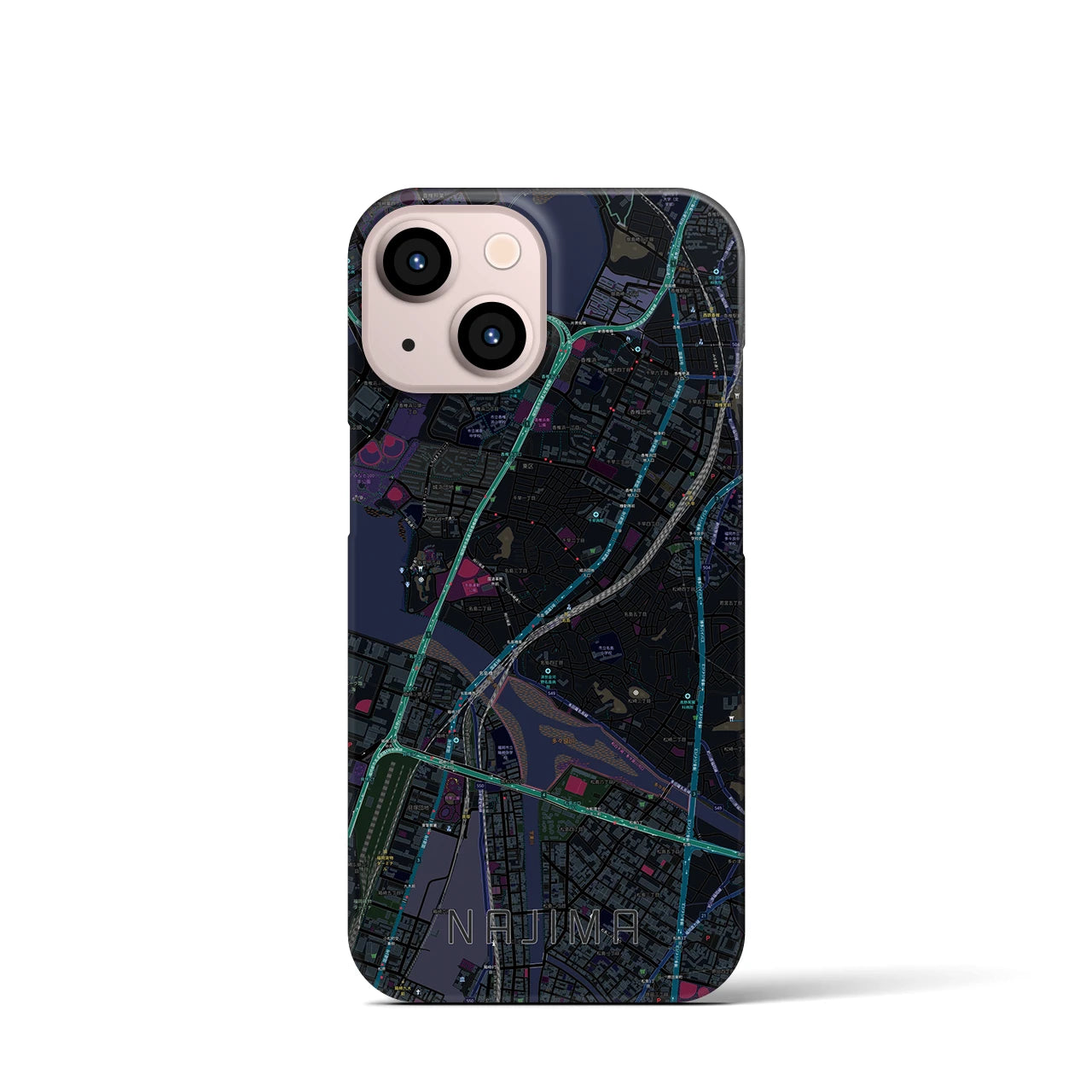 【名島(福岡県)】地図柄iPhoneケース(バックカバータイプ)