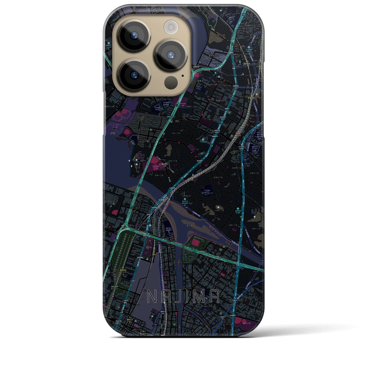 【名島(福岡県)】地図柄iPhoneケース(バックカバータイプ)