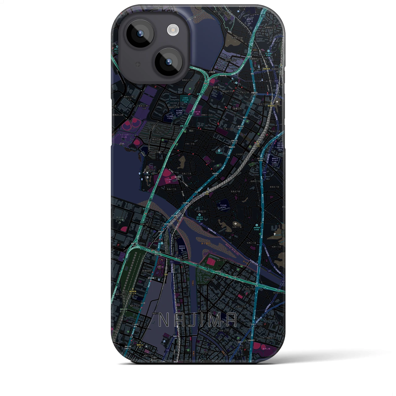 【名島(福岡県)】地図柄iPhoneケース(バックカバータイプ)