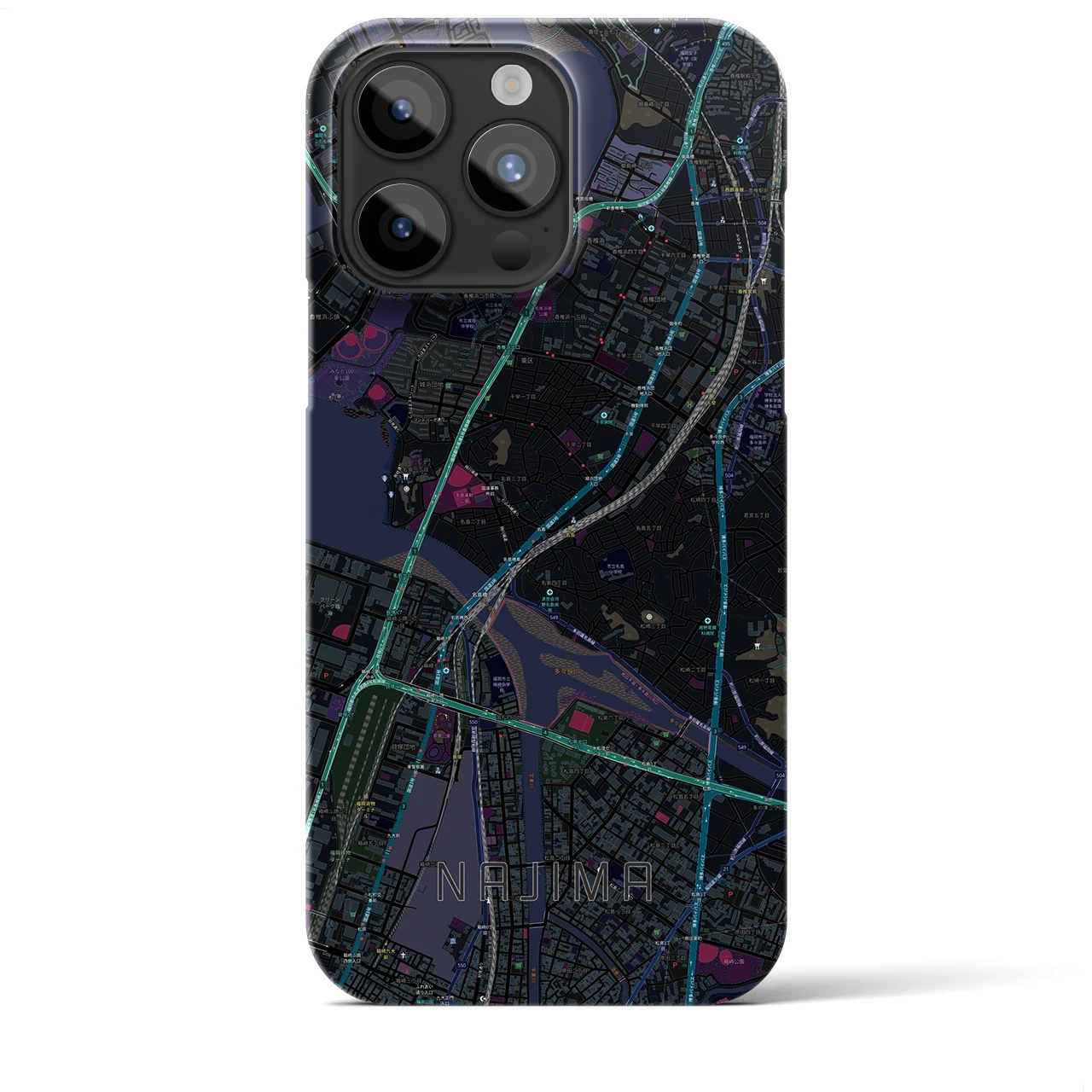 【名島(福岡県)】地図柄iPhoneケース(バックカバータイプ)