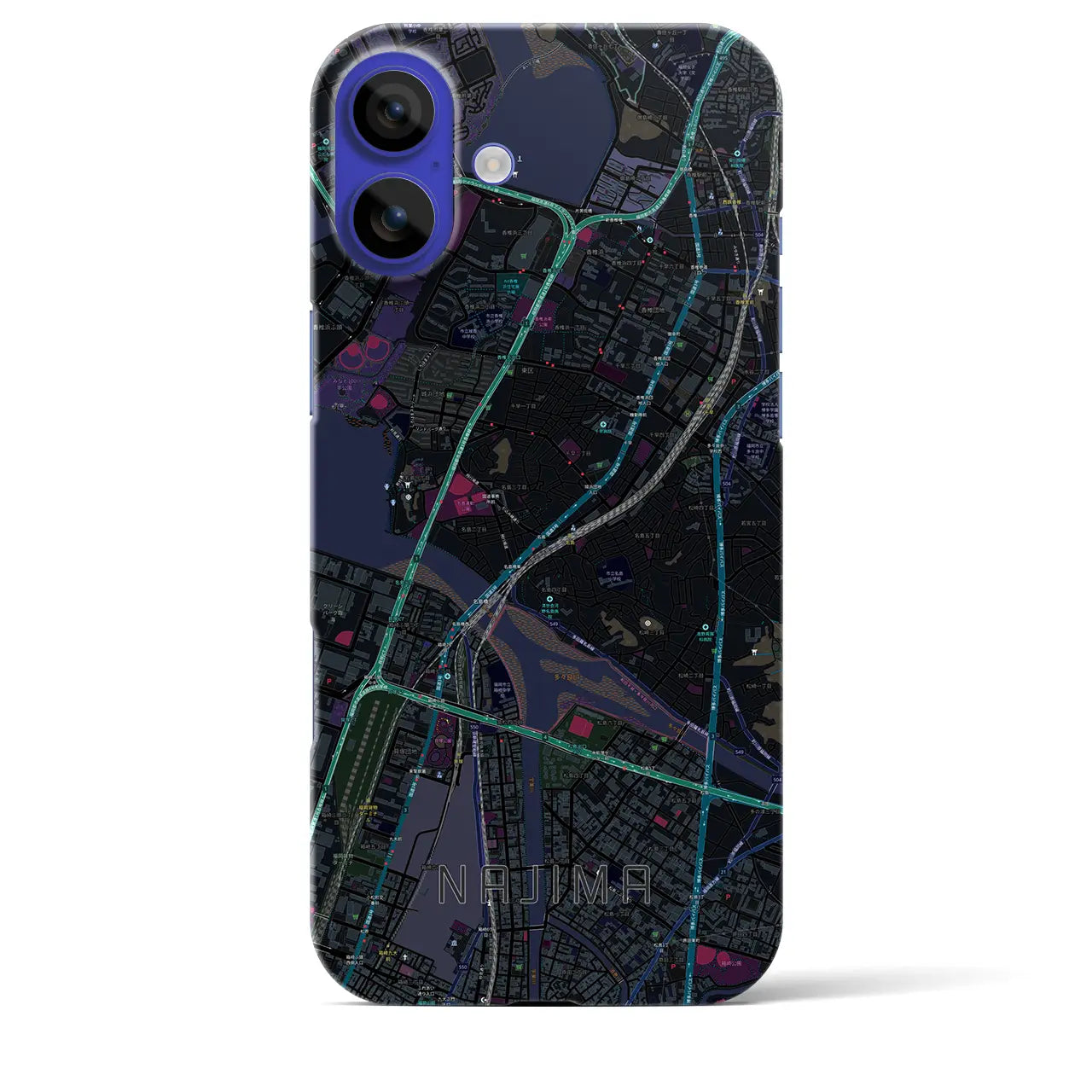 【名島(福岡県)】地図柄iPhoneケース(バックカバータイプ)