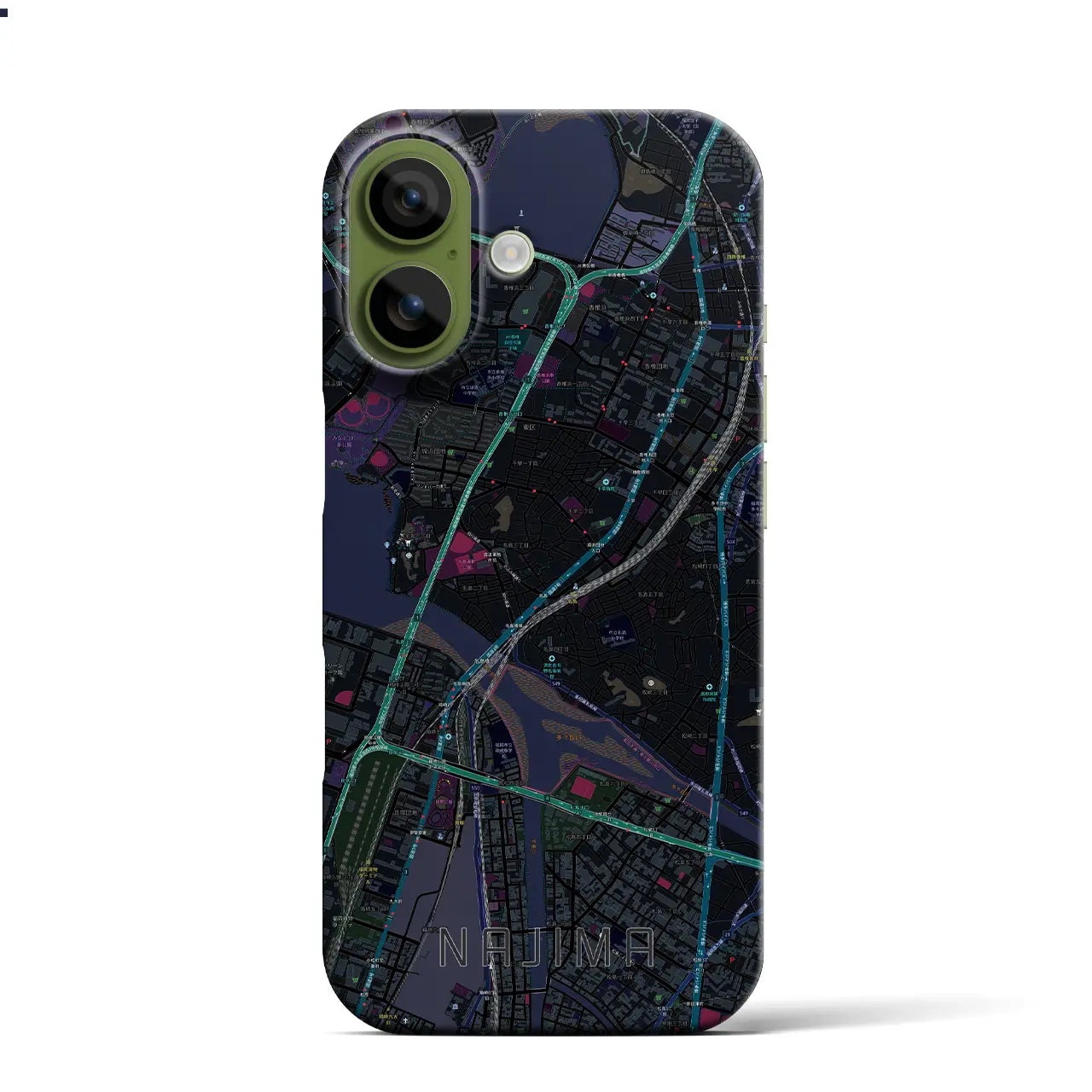 【名島(福岡県)】地図柄iPhoneケース(バックカバータイプ)