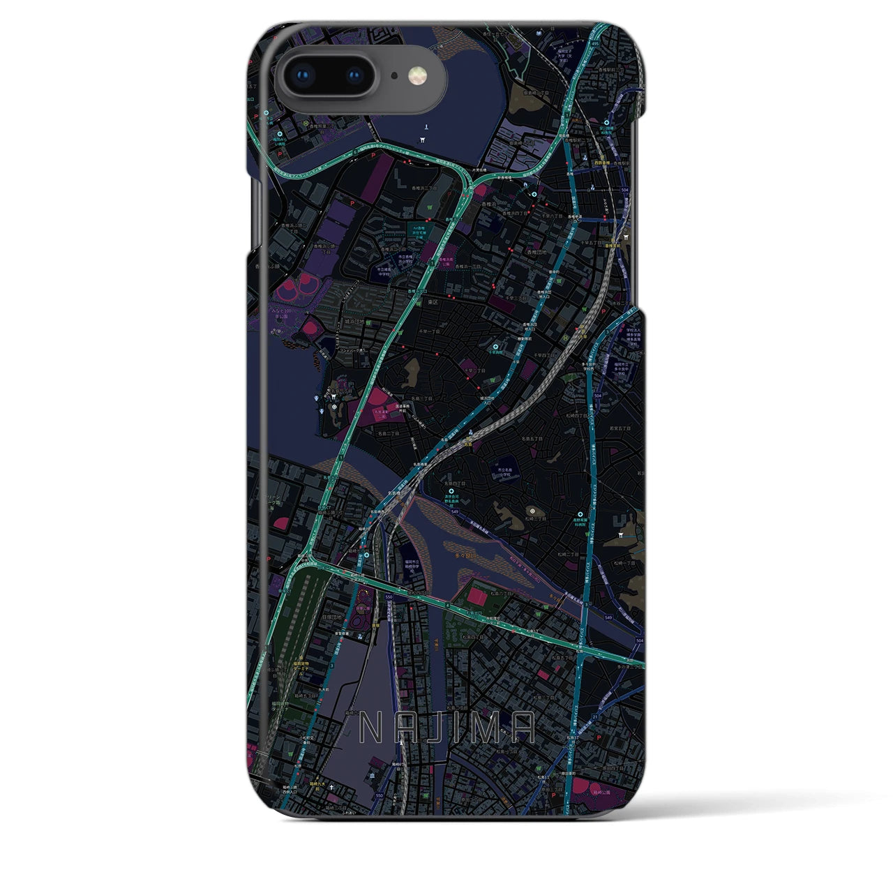 【名島(福岡県)】地図柄iPhoneケース(バックカバータイプ)