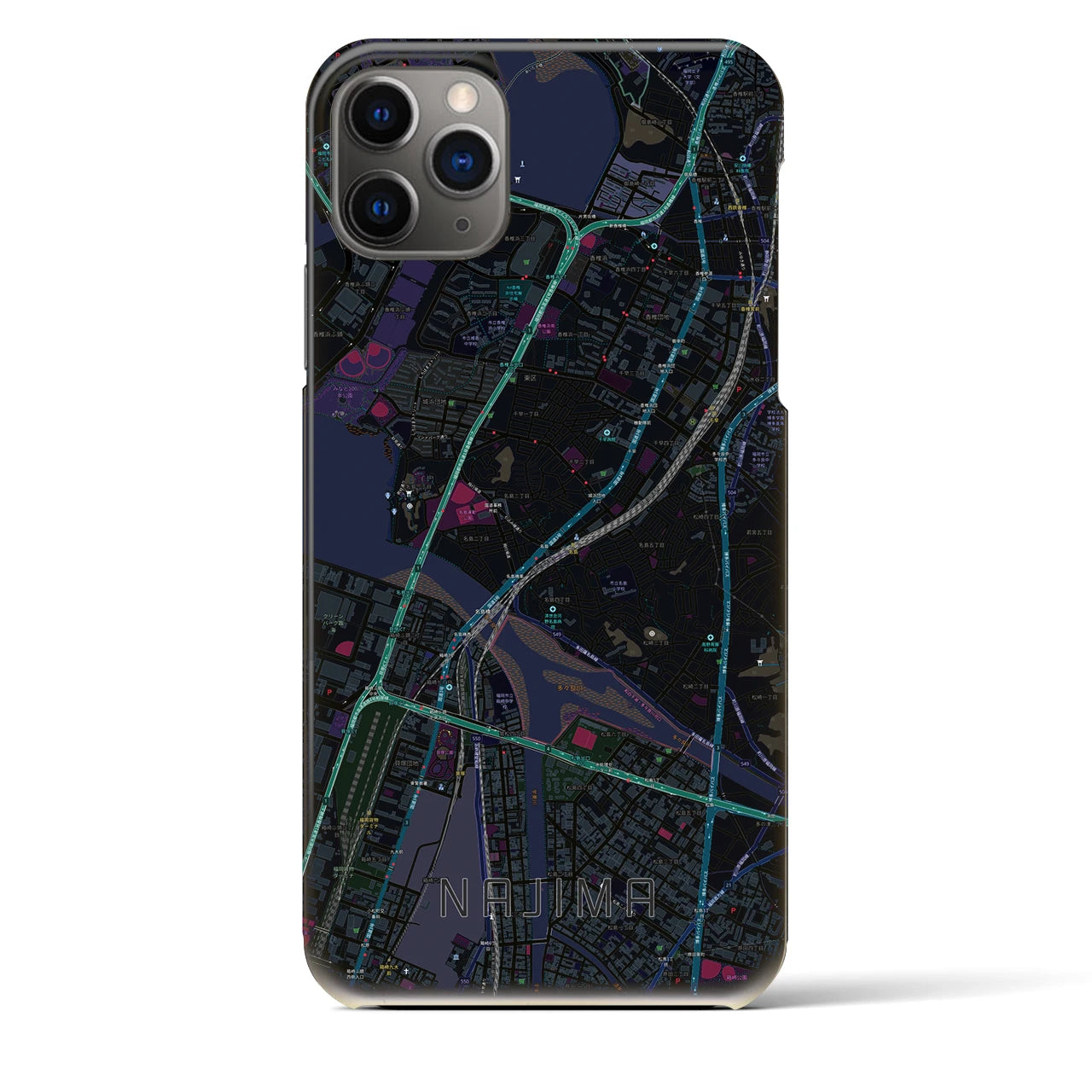 【名島(福岡県)】地図柄iPhoneケース(バックカバータイプ)