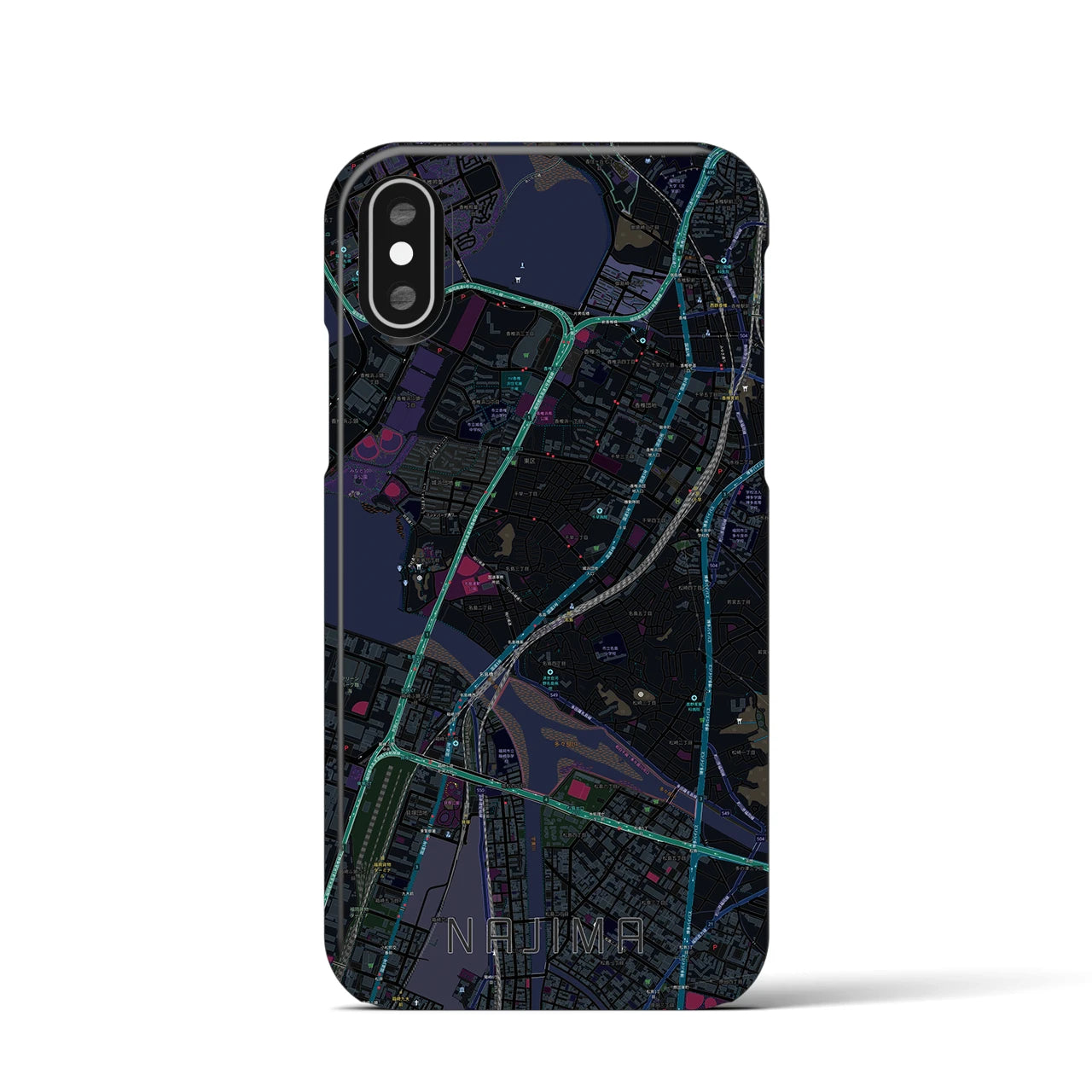 【名島(福岡県)】地図柄iPhoneケース(バックカバータイプ)