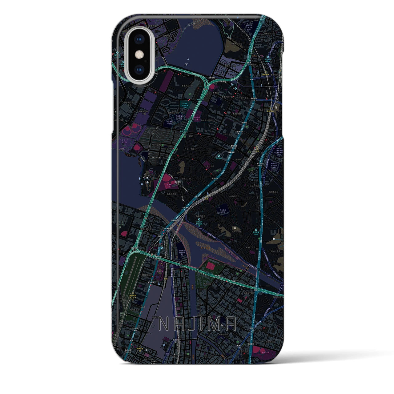 【名島(福岡県)】地図柄iPhoneケース(バックカバータイプ)