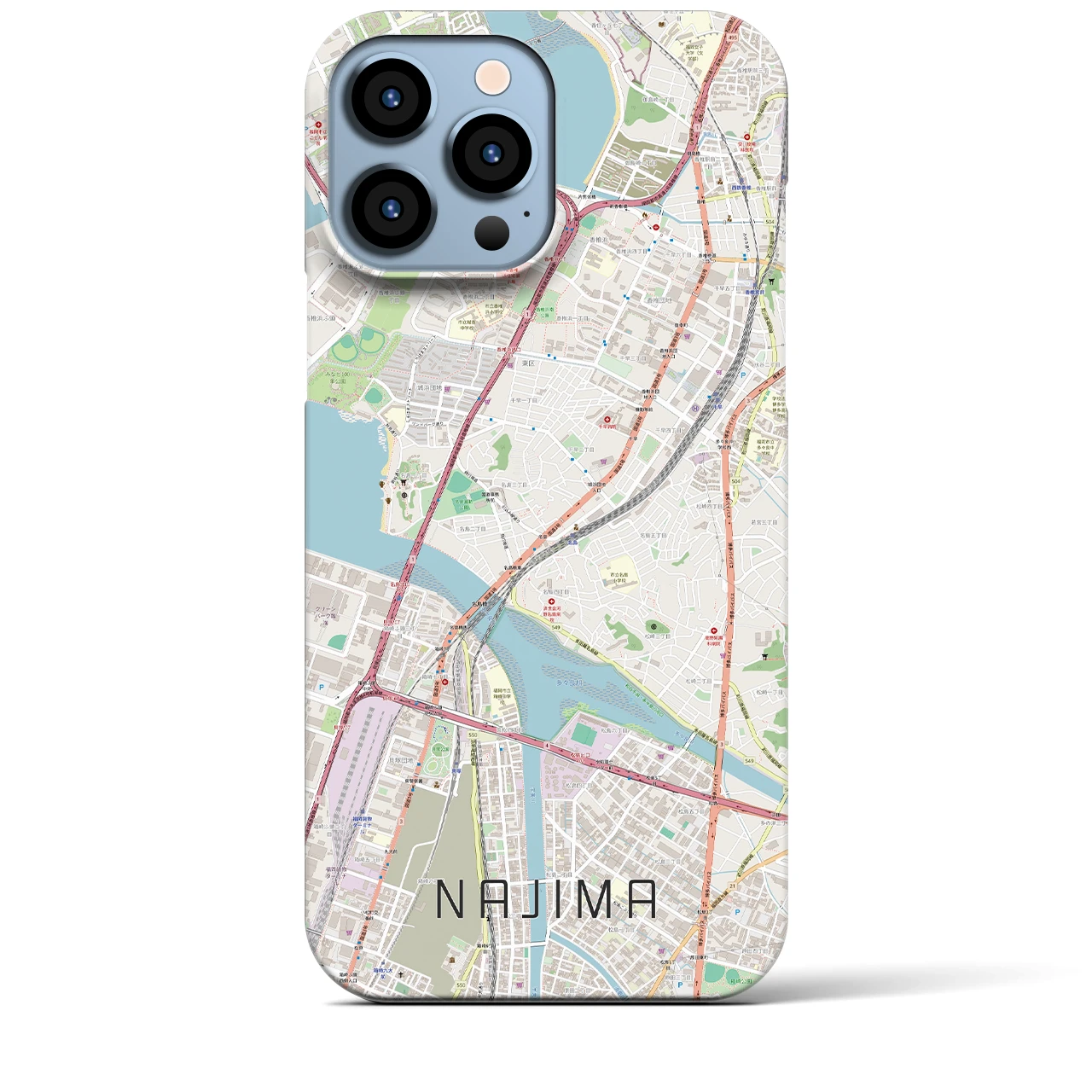 【名島(福岡県)】地図柄iPhoneケース(バックカバータイプ)