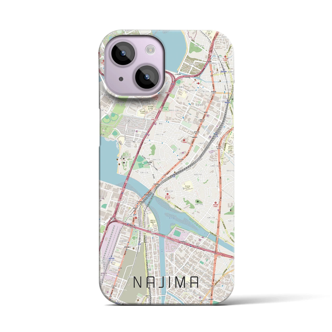 【名島(福岡県)】地図柄iPhoneケース(バックカバータイプ)