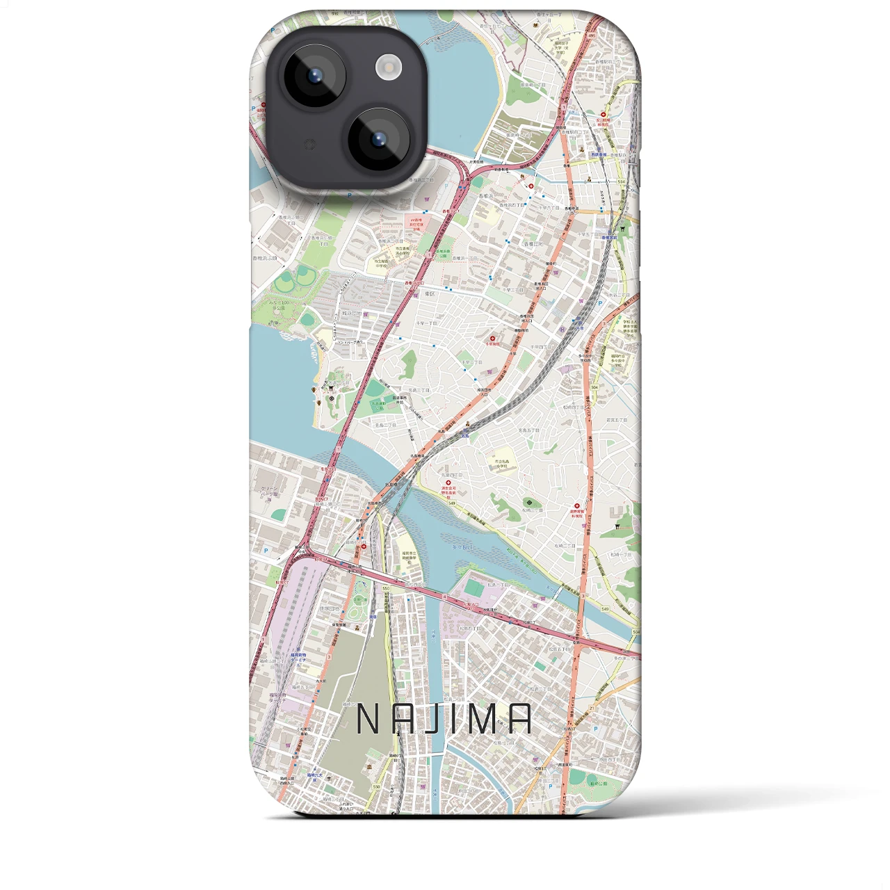 【名島(福岡県)】地図柄iPhoneケース(バックカバータイプ)