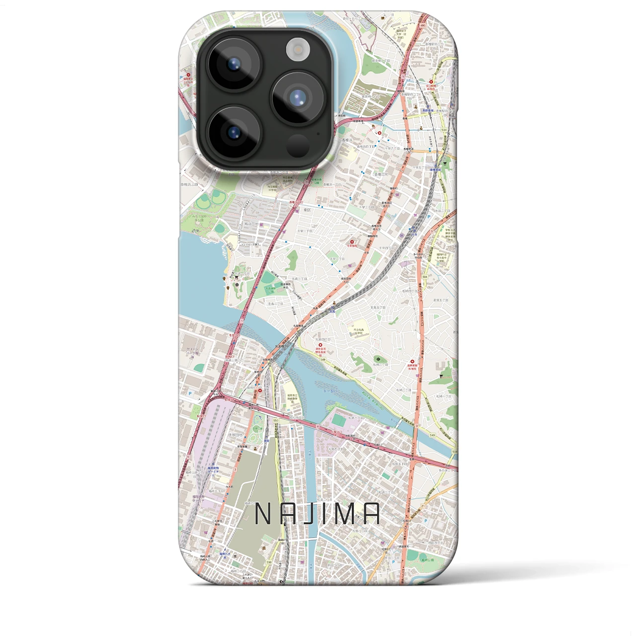 【名島(福岡県)】地図柄iPhoneケース(バックカバータイプ)