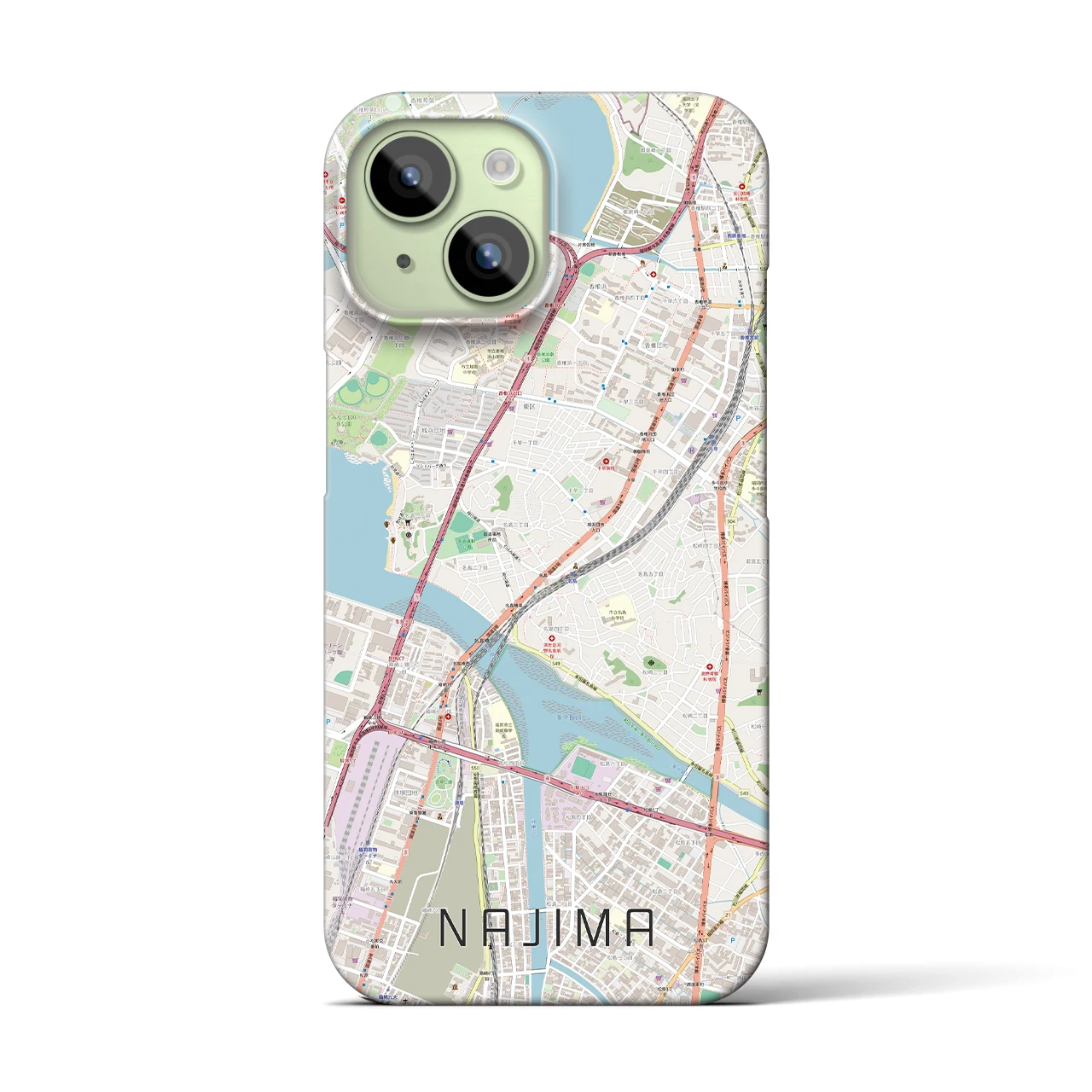 【名島(福岡県)】地図柄iPhoneケース(バックカバータイプ)
