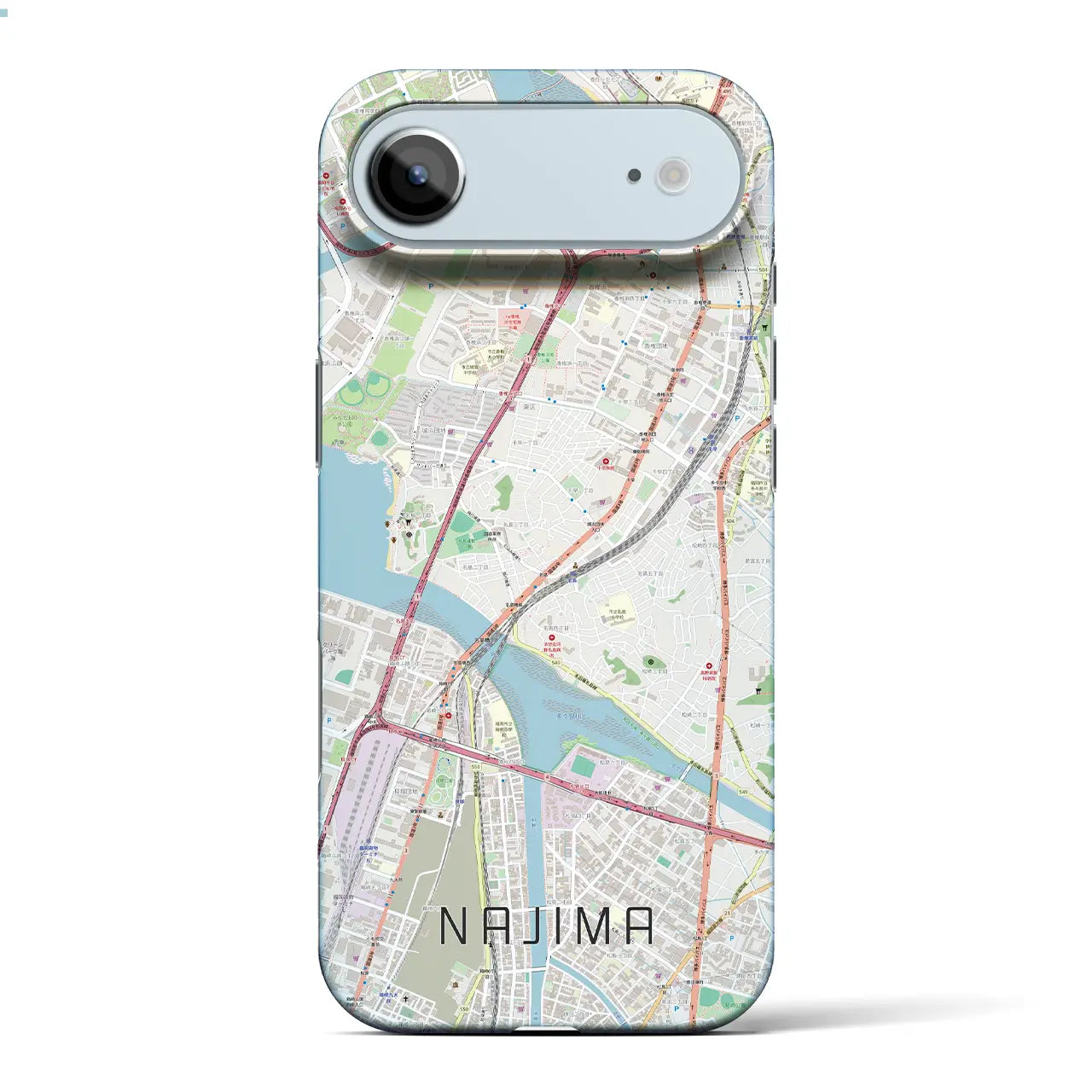 【名島(福岡県)】地図柄iPhoneケース(バックカバータイプ)ブラック・iPhone 17 Pro Max 用