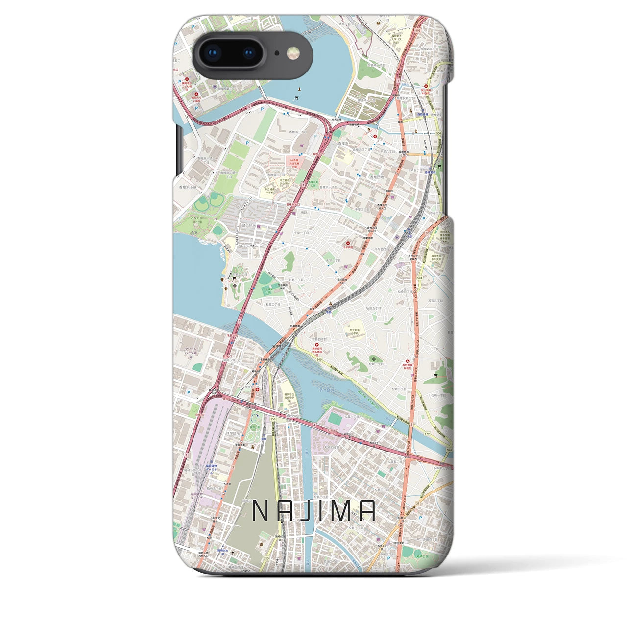 【名島(福岡県)】地図柄iPhoneケース(バックカバータイプ)
